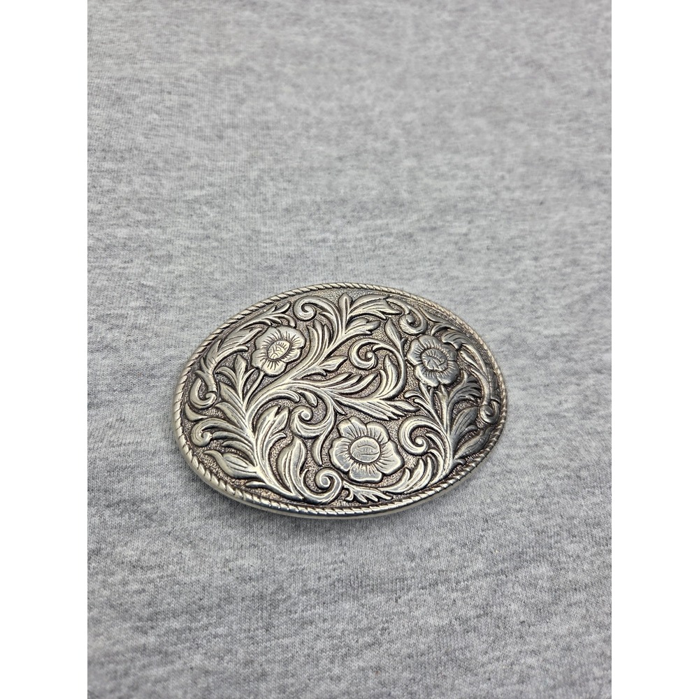 Large Floral Filigree Southwestern Rope Rodeo Flower Belt Buckle Western - Picture 7 of 7